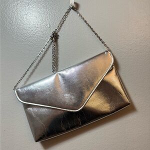 Elegant Silver Wristlet with Chain Strap